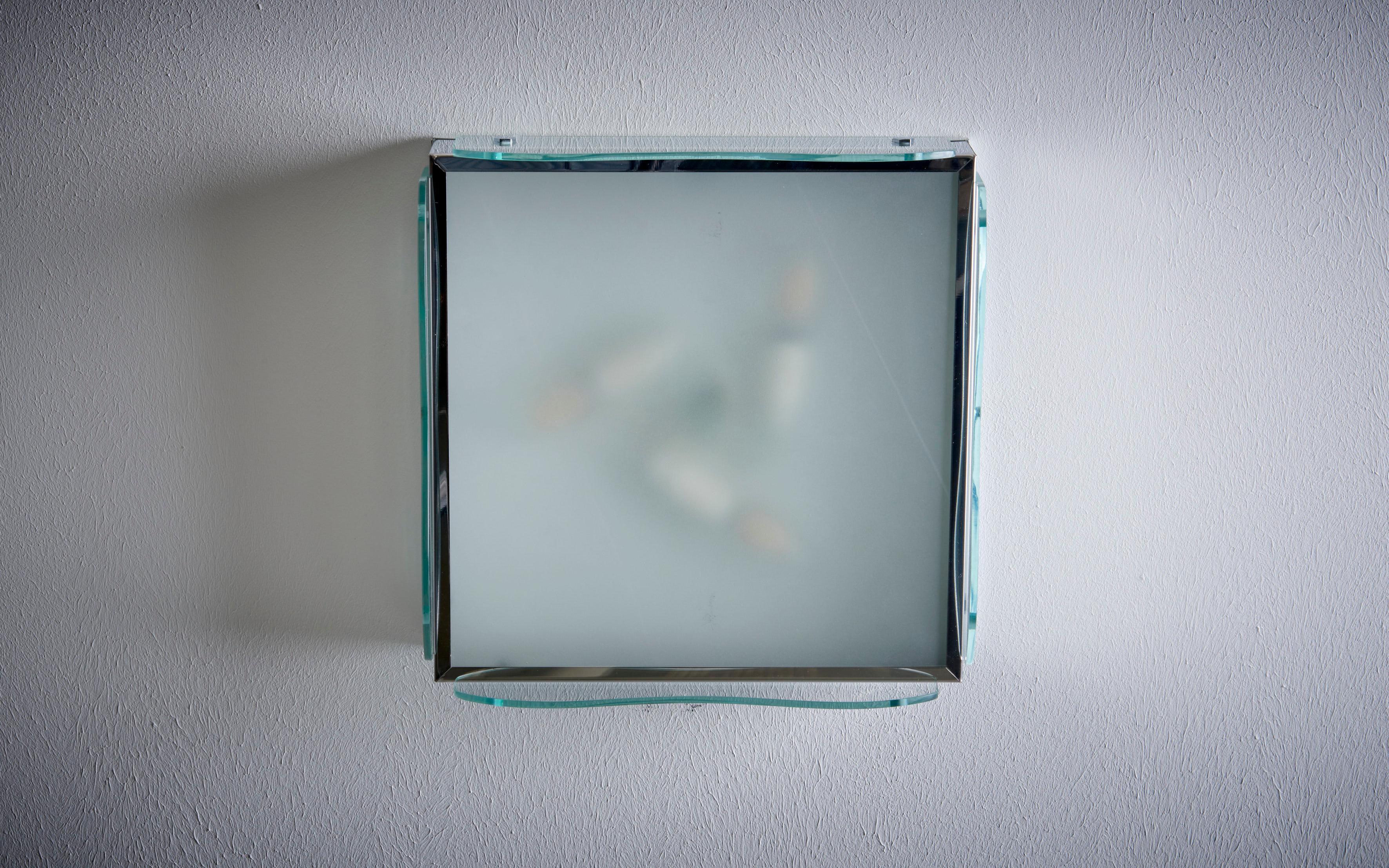 Mid-Century Modern 1960s Design Flush Mount in Clear Glass, Nos Italy For Sale