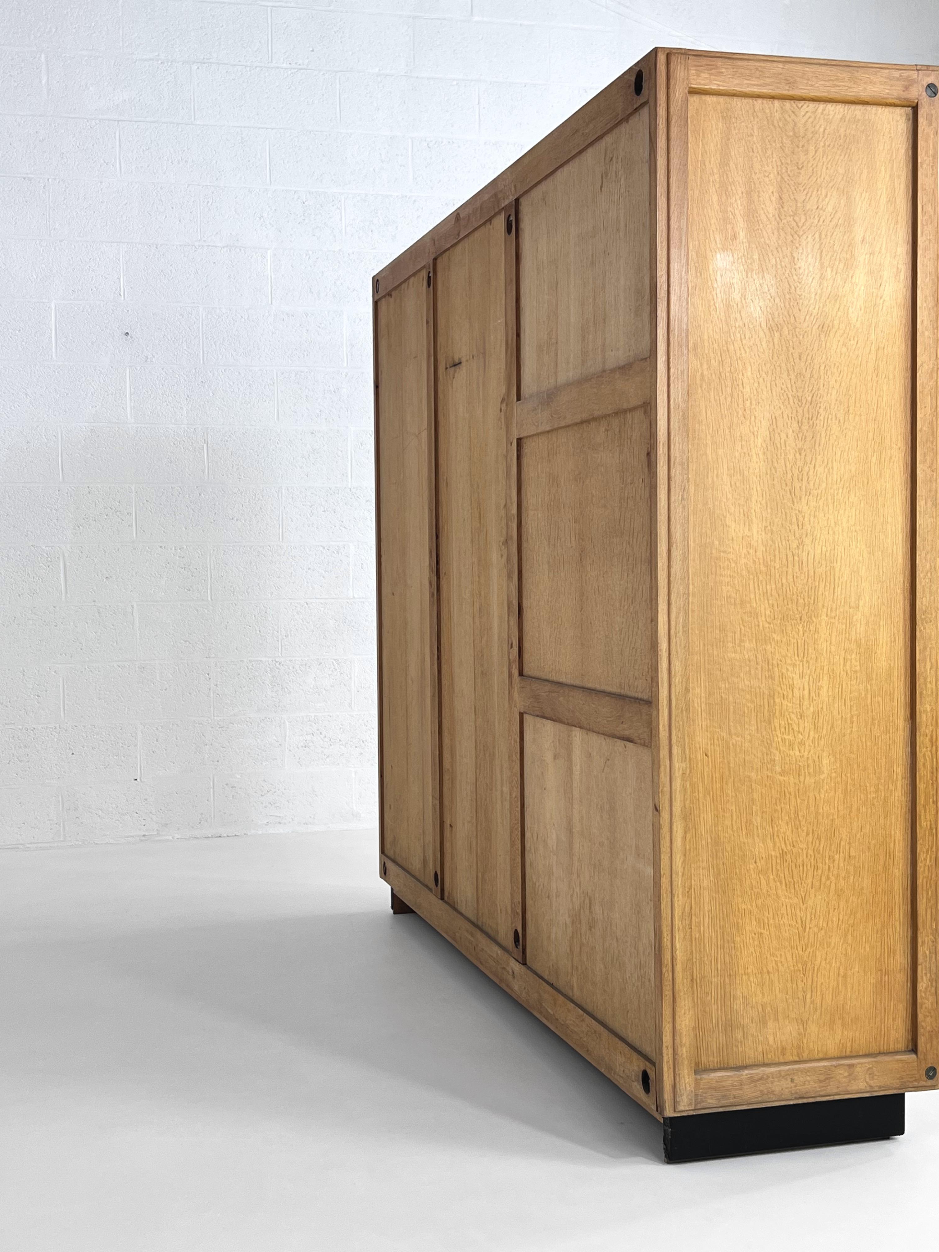 20th Century 1960s Design Guillerme & Chambron Oak and Ceramic Wardrobe 