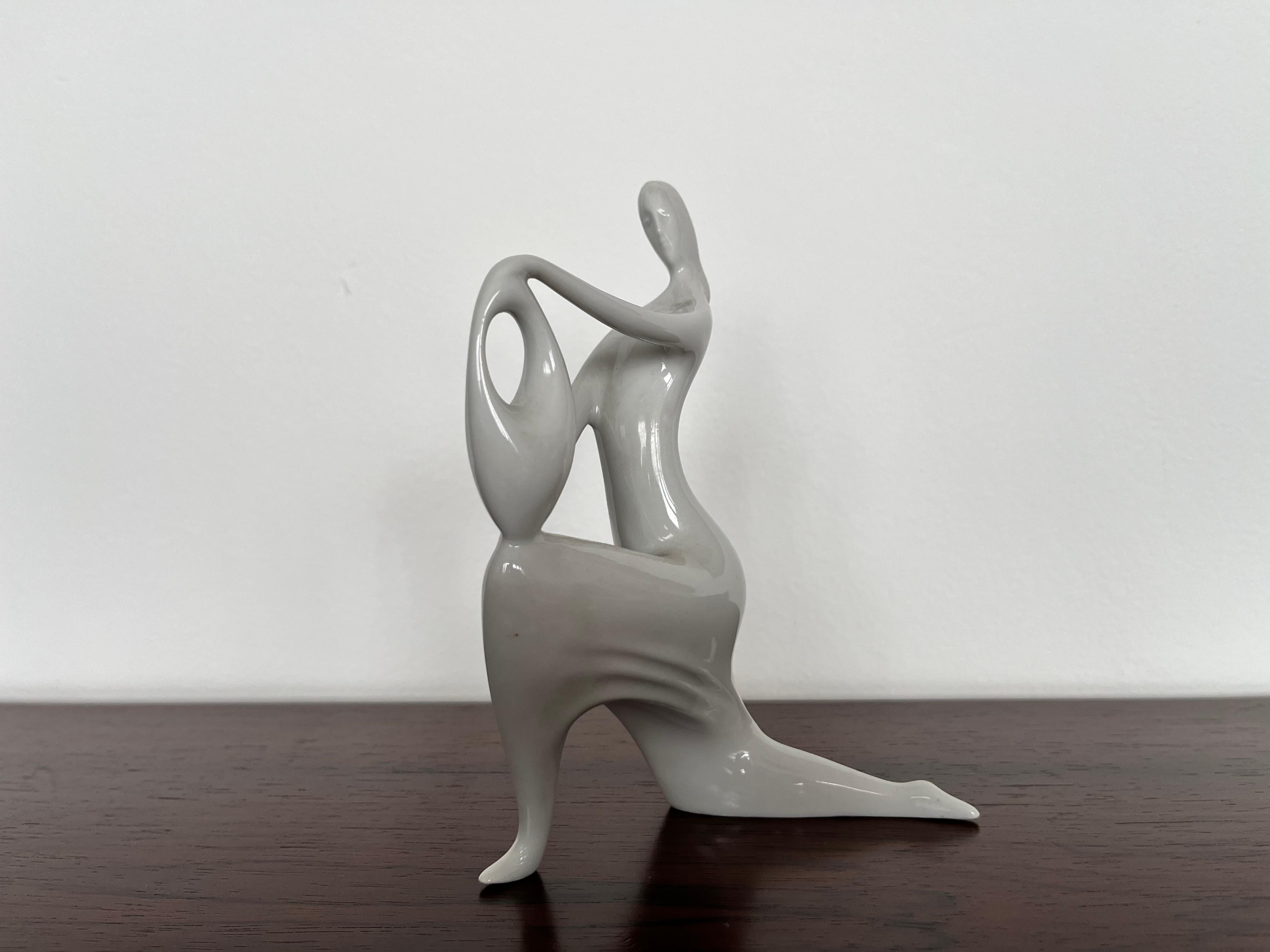 Mid-Century Modern 1960s Design Lady Sculpture by Jaroslav Ježek for Royal Dux - Czechoslovakia For Sale