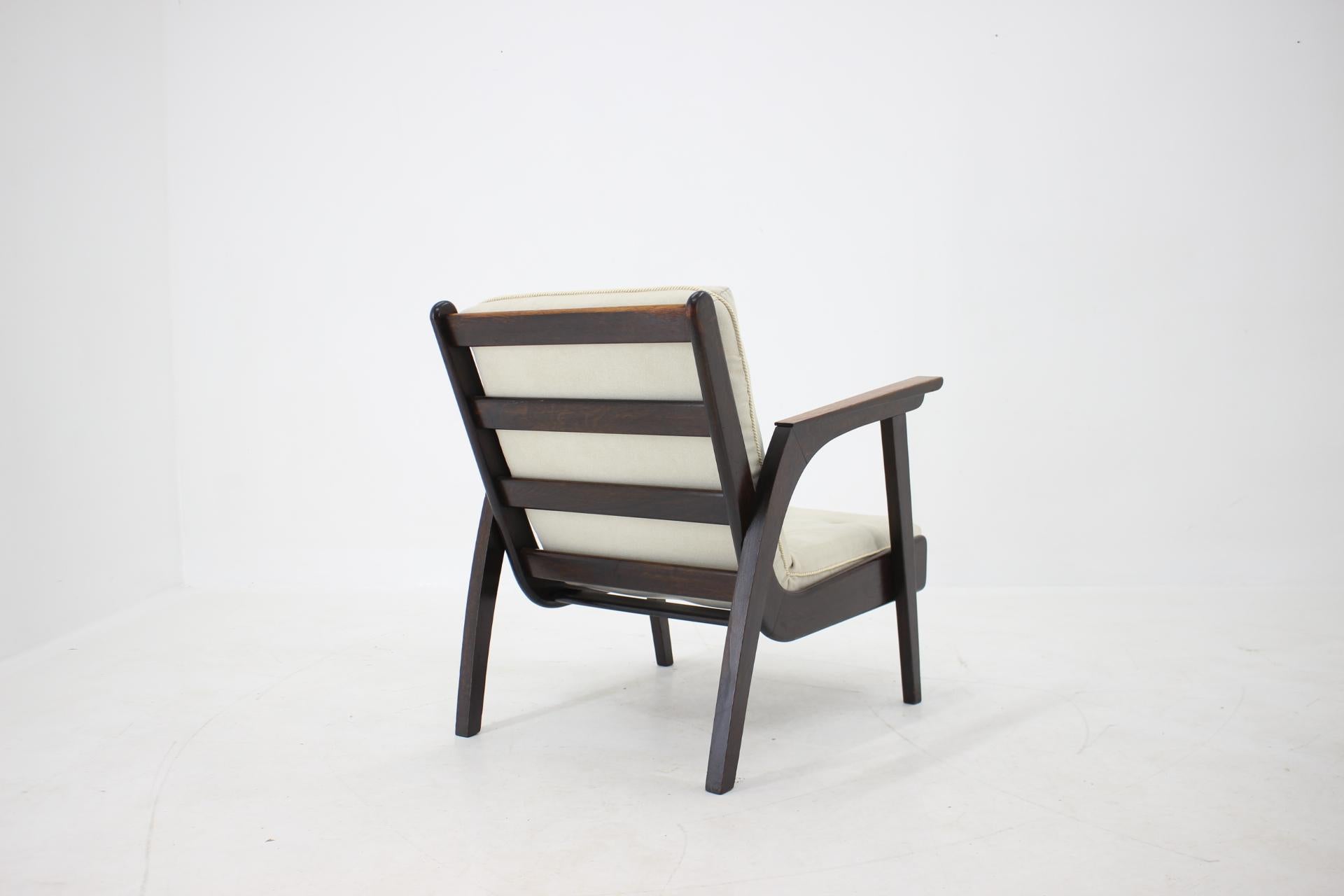 Fabric 1960s Design Oak Armchair, Czechoslovakia For Sale