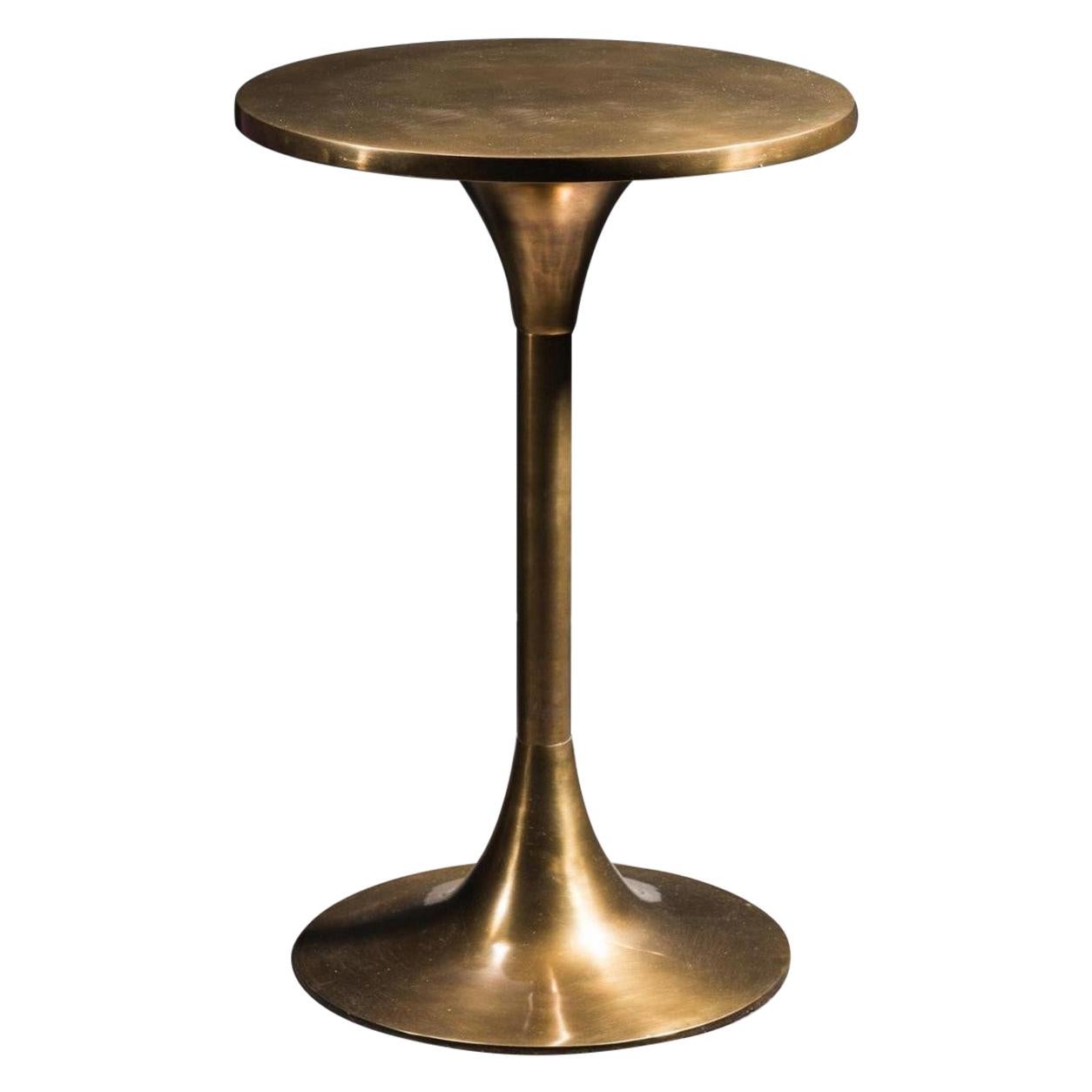 1960s Design Style Pair of Patina Brass Side Tables