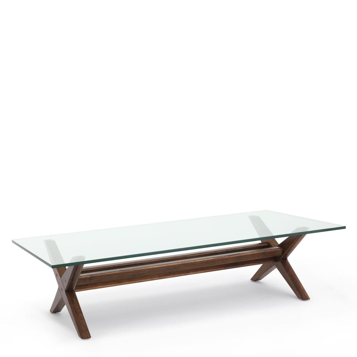 Mid-Century Modern 1960s Design Style Wooden and Glass Coffee Table For Sale