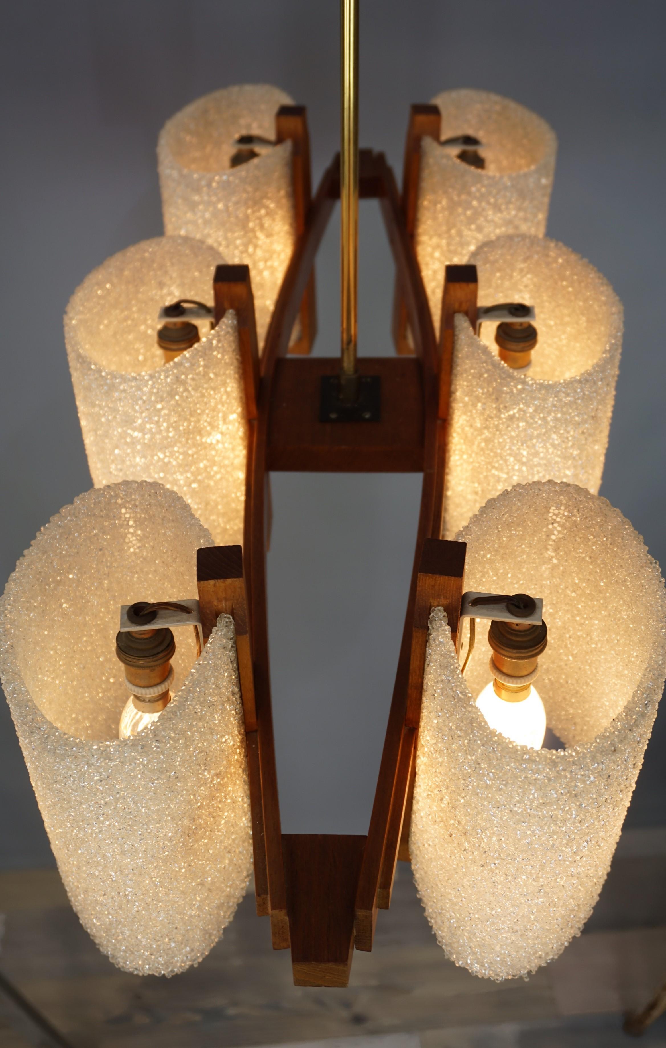 1960s Design Wooden and Perspex Chandelier For Sale 12
