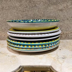 1960s Desimone Art Pottery Set Seven Assorted Plates Italy