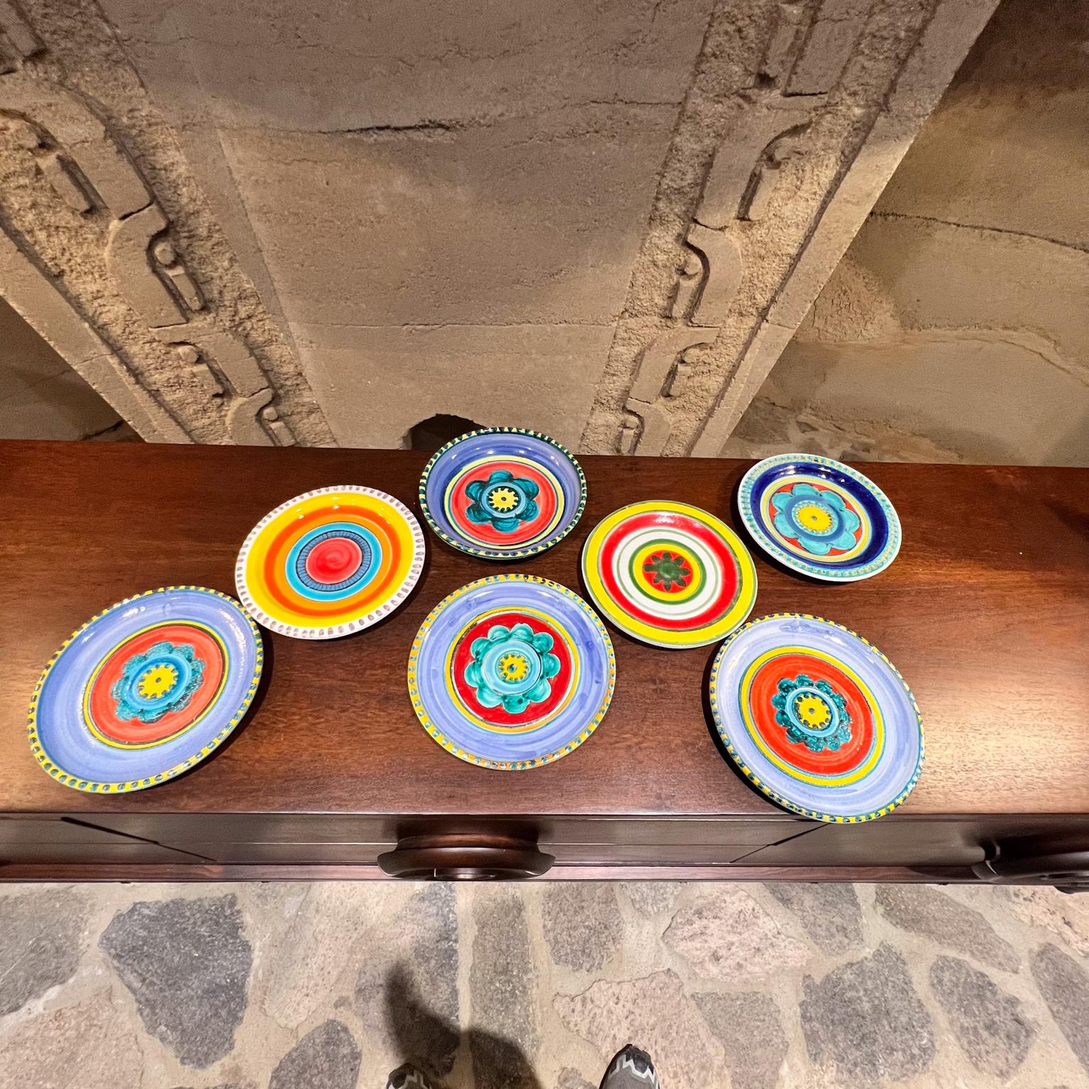 1960s Desimone Art Pottery Set Seven Assorted Plates Italy For Sale 1