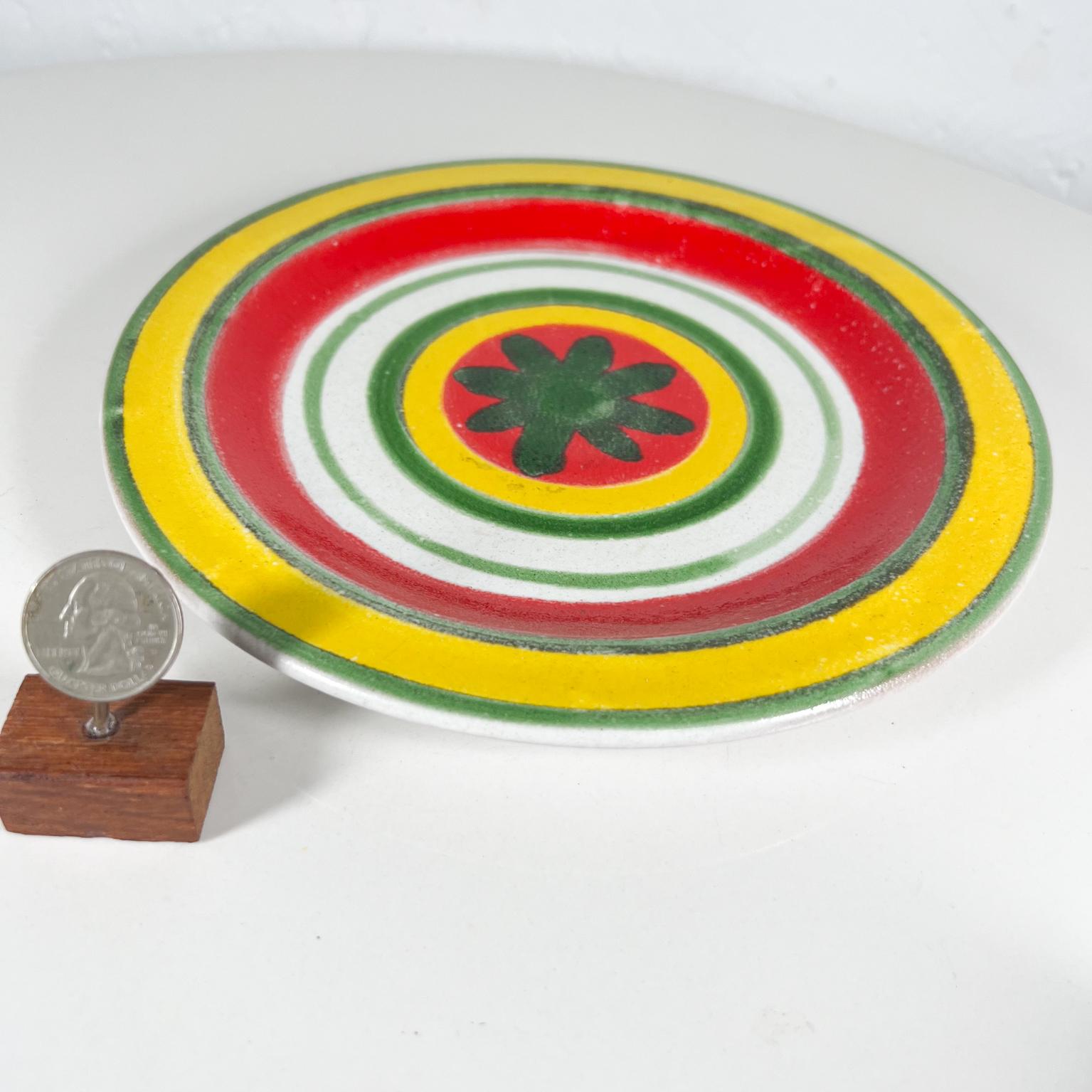 Italian 1960s Desimone Ceramic Pottery Italy Art Plate Yellow Red Green Hand Painted
