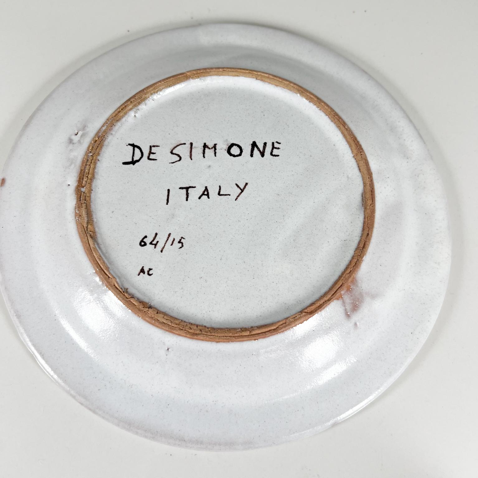 Desimone Keramik-Keramik-Töpferwaren Italien, handbemalt, Gelb, Rot, Grün 3