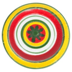 Retro 1960s Desimone Ceramic Pottery Italy Art Plate Yellow Red Green Hand Painted