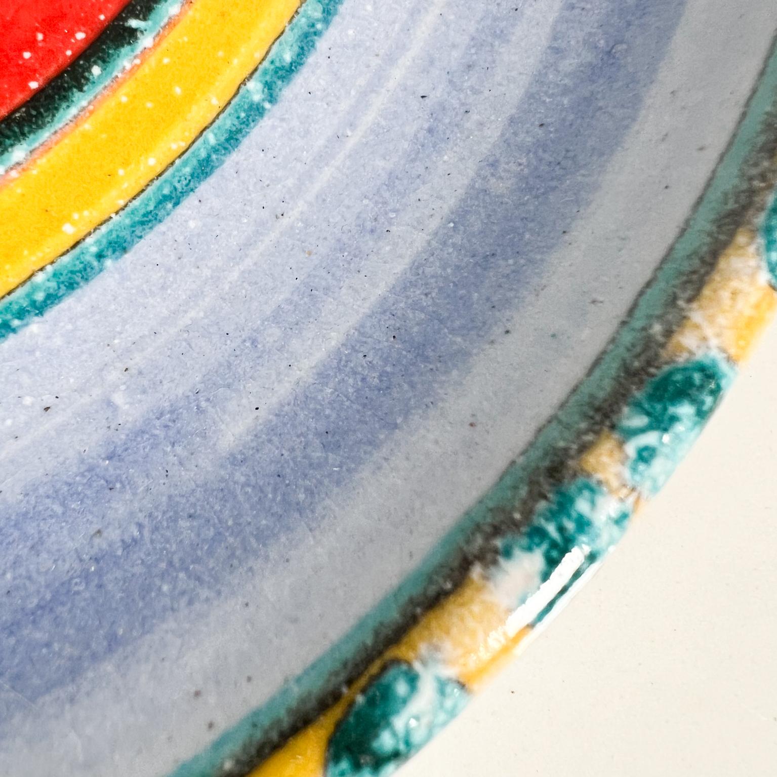 Milieu du XXe siècle Assiette d'art en céramique peinte à la main DeSimone Pottery des années 1960, Italie