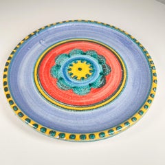 1960s DeSimone Pottery of Italy Colorful Ceramic Art Plate Hand Painted Flower
