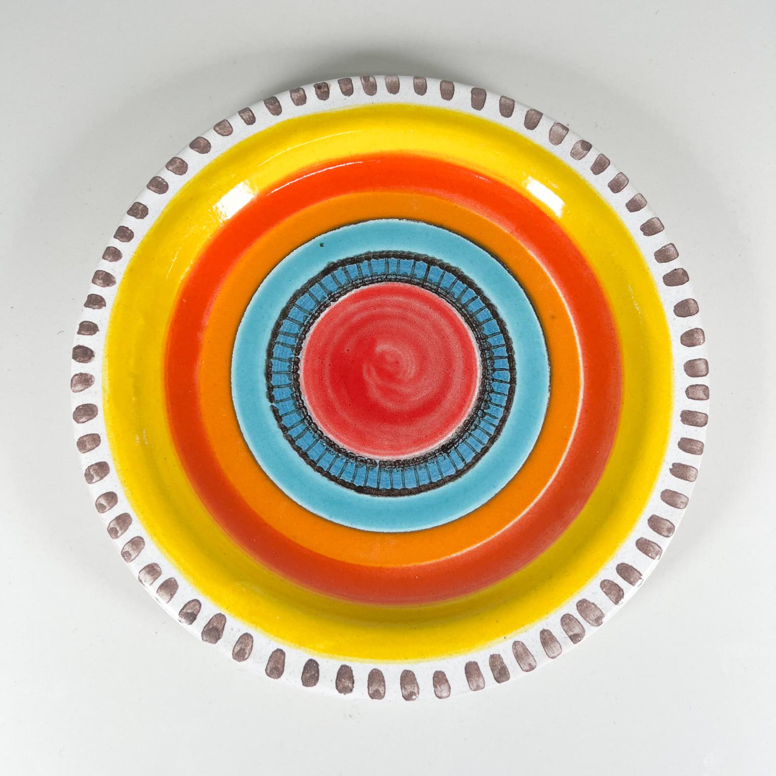 Mid-Century Modern Assiette d'art en céramique vibrante peinte à la main DeSimone Pottery of Italy des années 1960