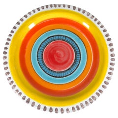 Assiette d'art en céramique vibrante peinte à la main DeSimone Pottery of Italy des années 1960
