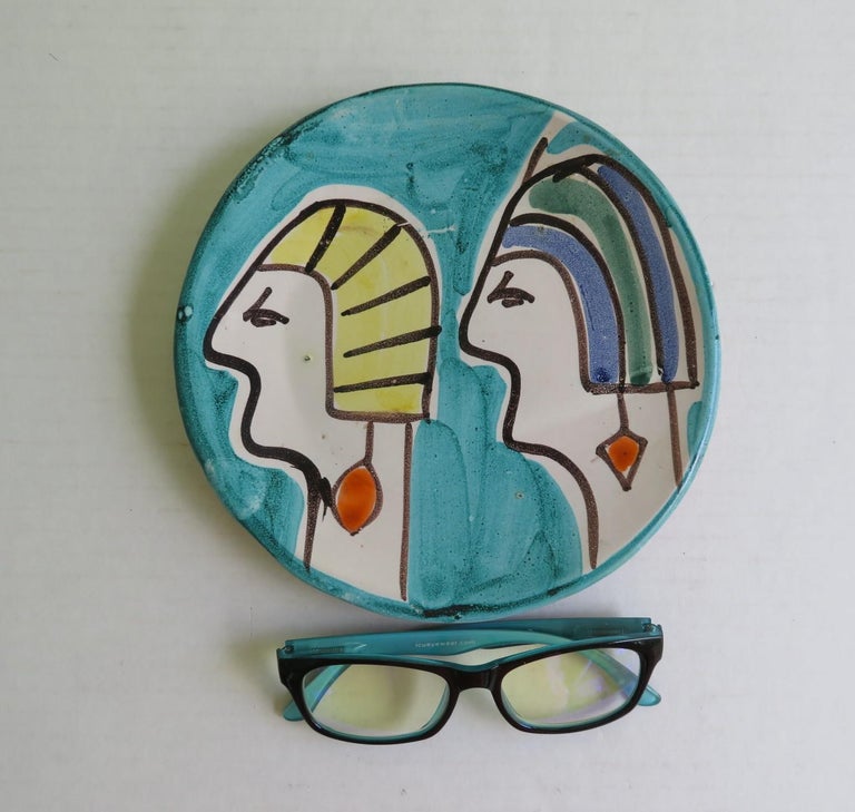 1960s DeSimone Style Italian Mid-Century Decorative Plate with Egyptian Figures For Sale 1