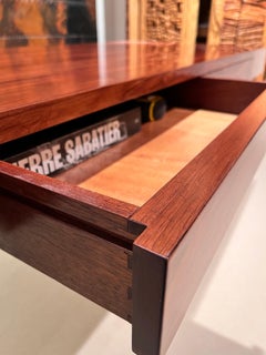 1960s Desk in wooden top with glass and chrome feet.
