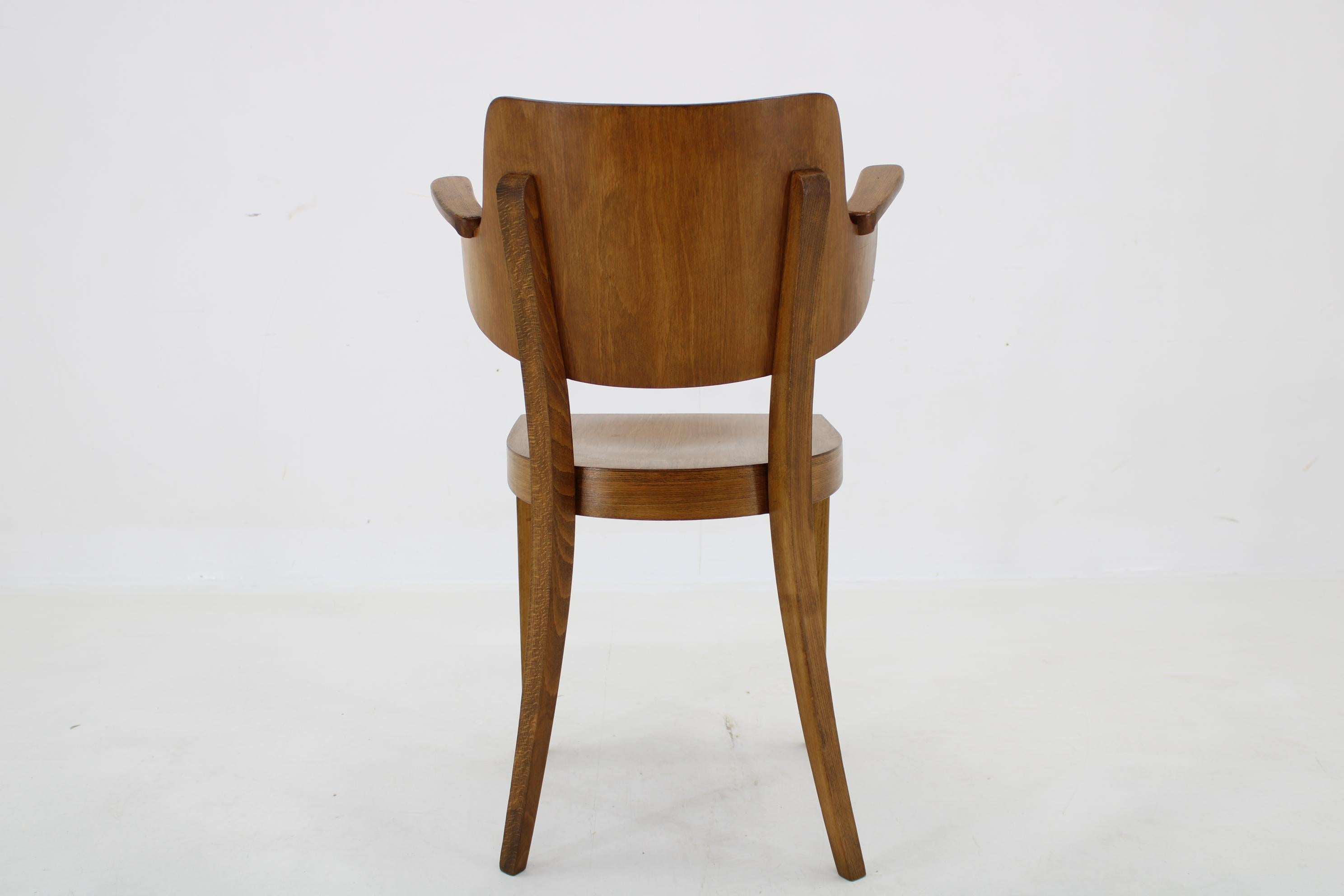 Wood 1960s Desk or Side Beech Chair by Ton, Czechoslovakia For Sale