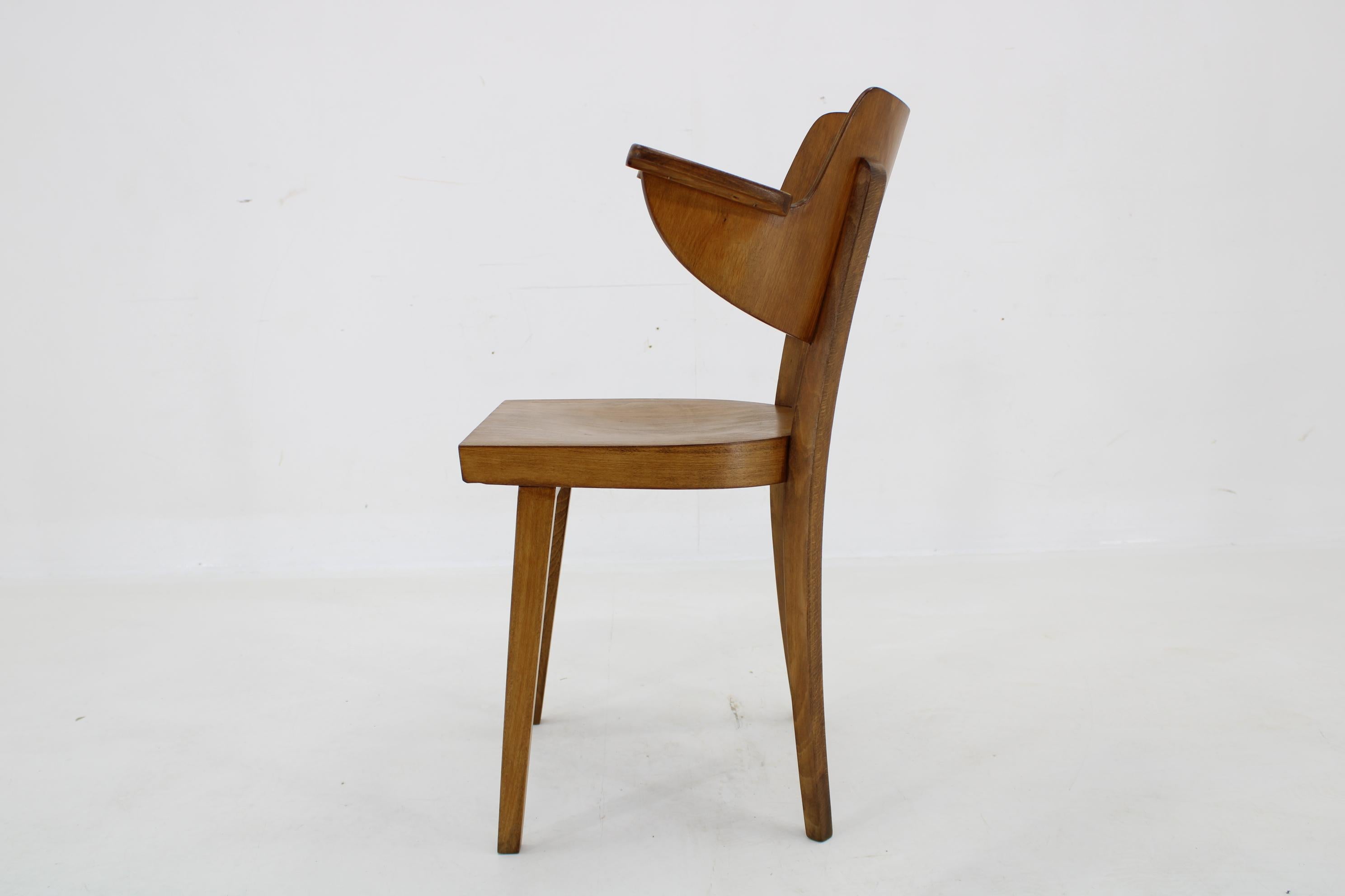 1960s Desk or Side Beech Chair by Ton, Czechoslovakia For Sale 2