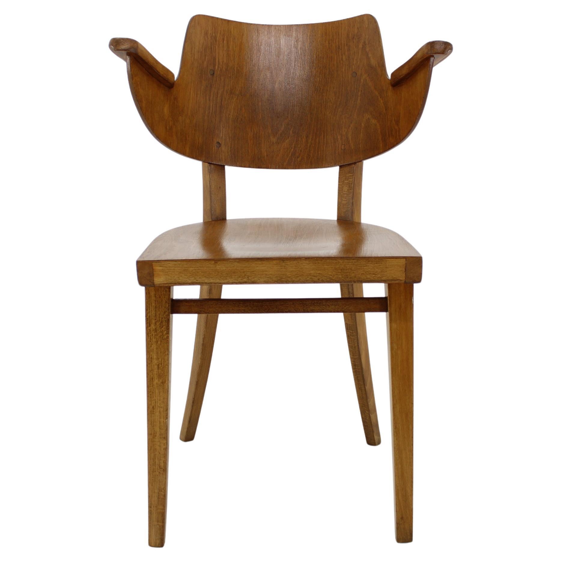 1960s Desk or Side Beech Chair by Ton, Czechoslovakia For Sale
