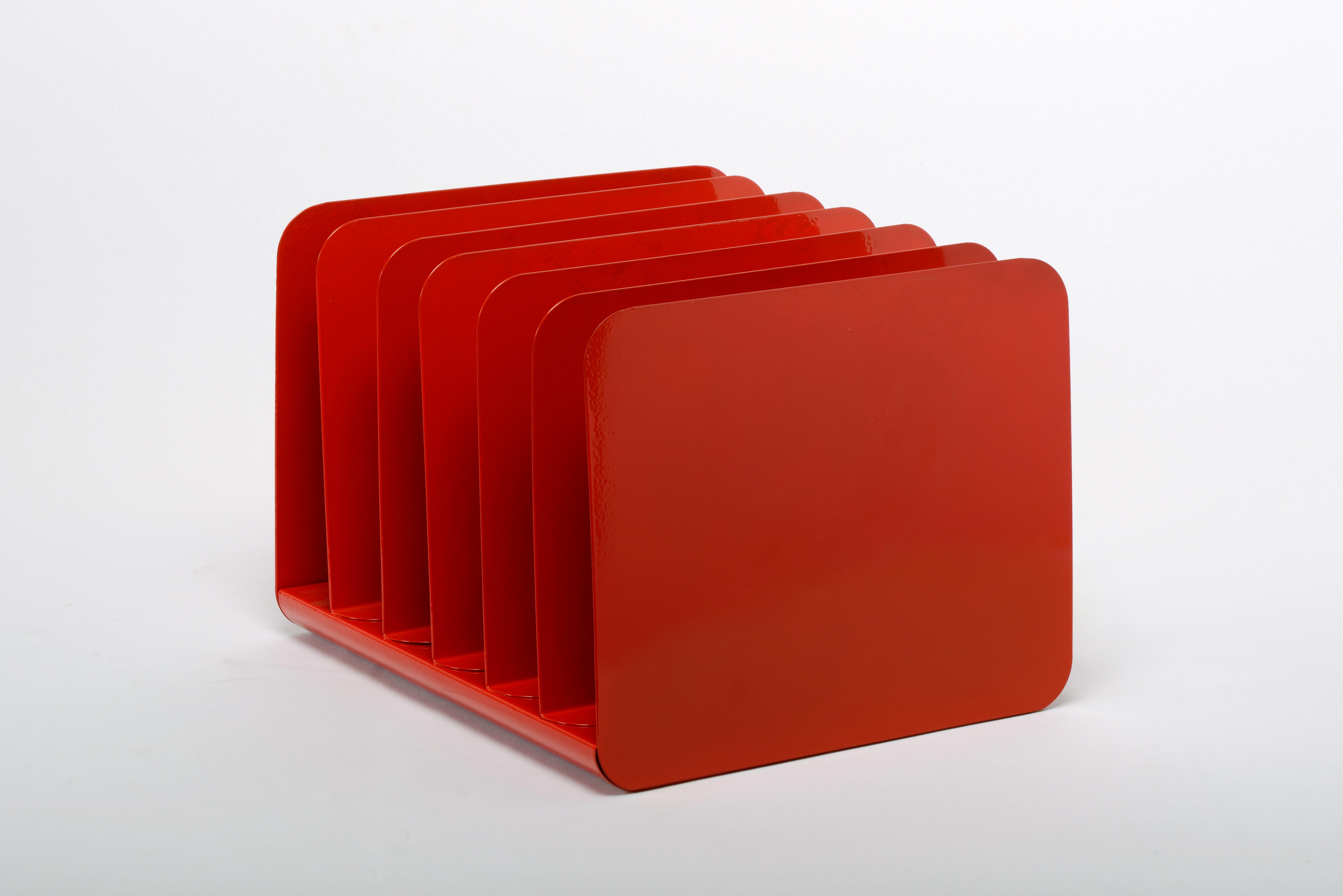 American 1960s Desktop File Organizer, Refinished in Red