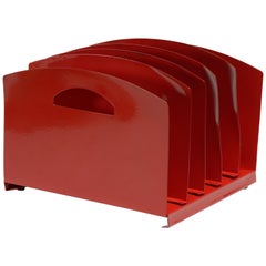 1960s Desktop Memo Holder with Handle, Refinished in Red