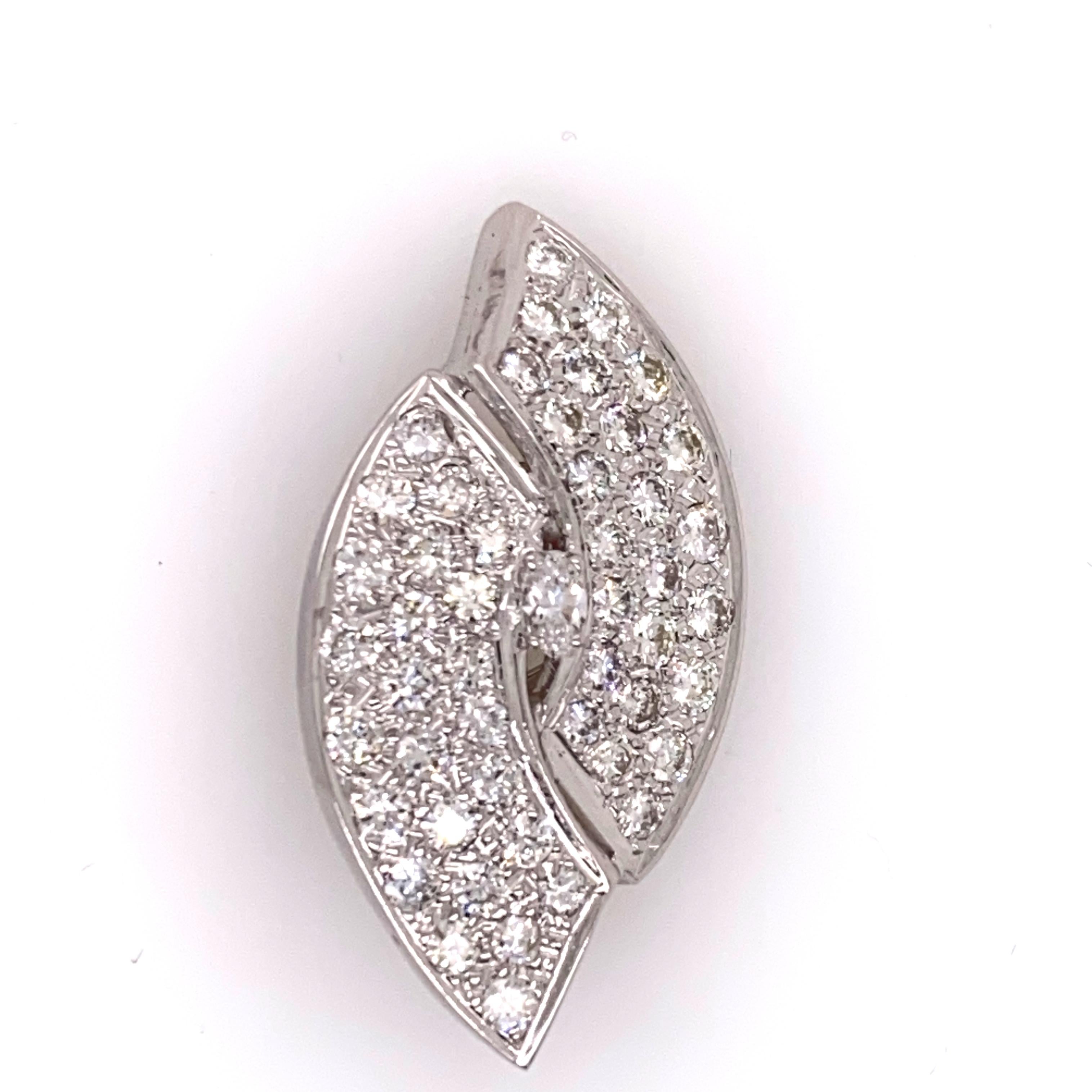 Contemporary 1960s Diamond 14 Karat White Gold Large Ear Clips