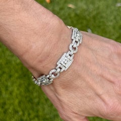 1960's Diamond 14 Karat White Gold Vintage Link Bracelet