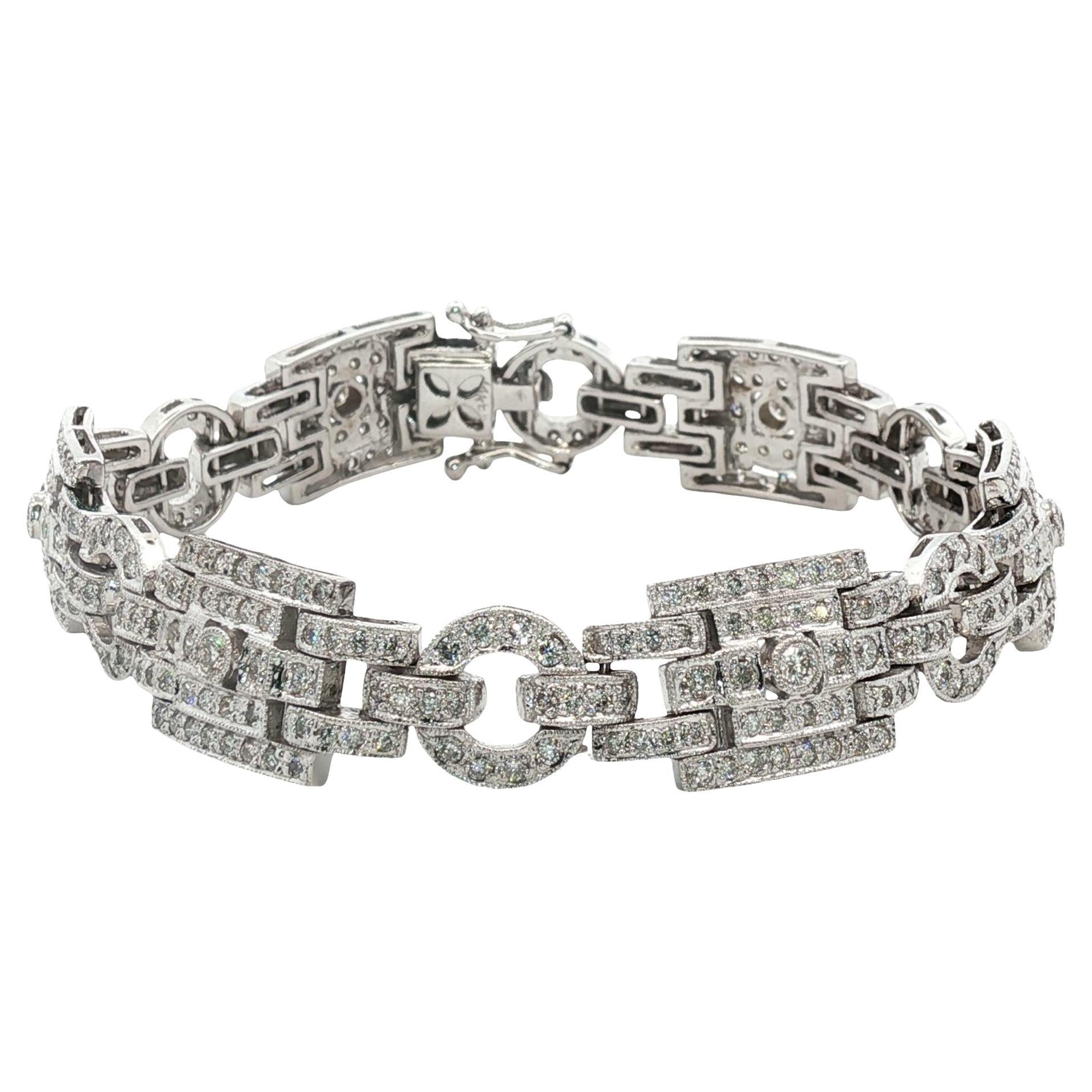 1960er Jahre Diamant 14 Karat Weißgold Vintage By Link-Armband im Angebot