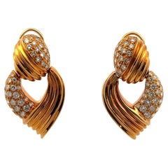 Orecchini vintage con diamante del 1960 in oro giallo 18 carati con chiusura a leva