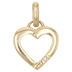 1960s Diamond 18 Karat Yellow Gold Heart Charm Pendant