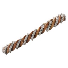 1960er Jahre Diamant 18 Karat Gelbgold & Platin Slanted Link Vintage-Armband