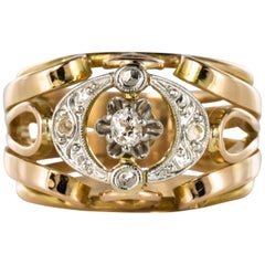 1960s Diamond 18 Karat Yellow Gold Retro Ring
