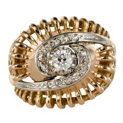 Anello retrò con diamante degli anni '60 in oro giallo 18 carati