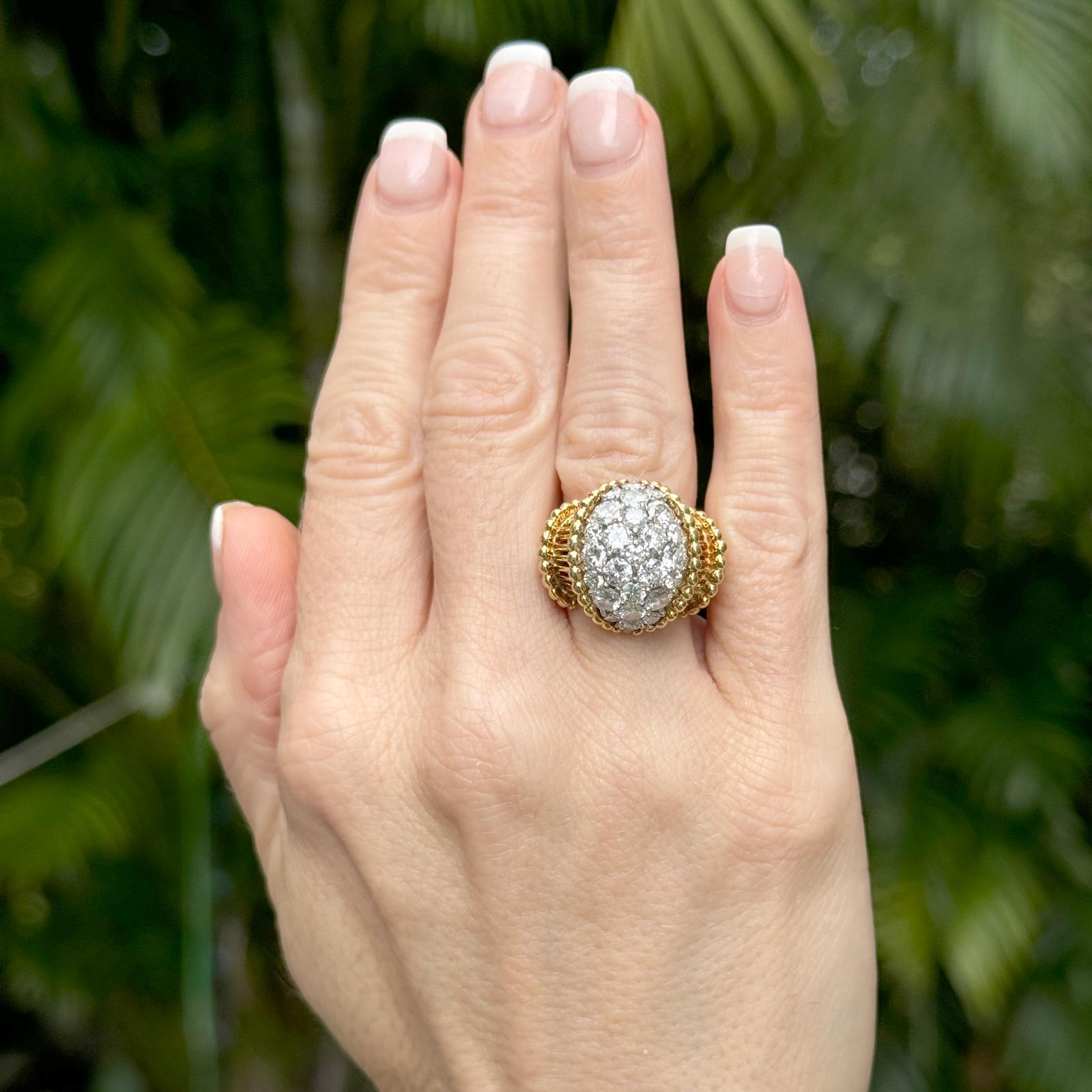 1960er Jahre Diamant-Cocktailring aus 18 Karat Gelbgold von George Schuler, Vintage Damen