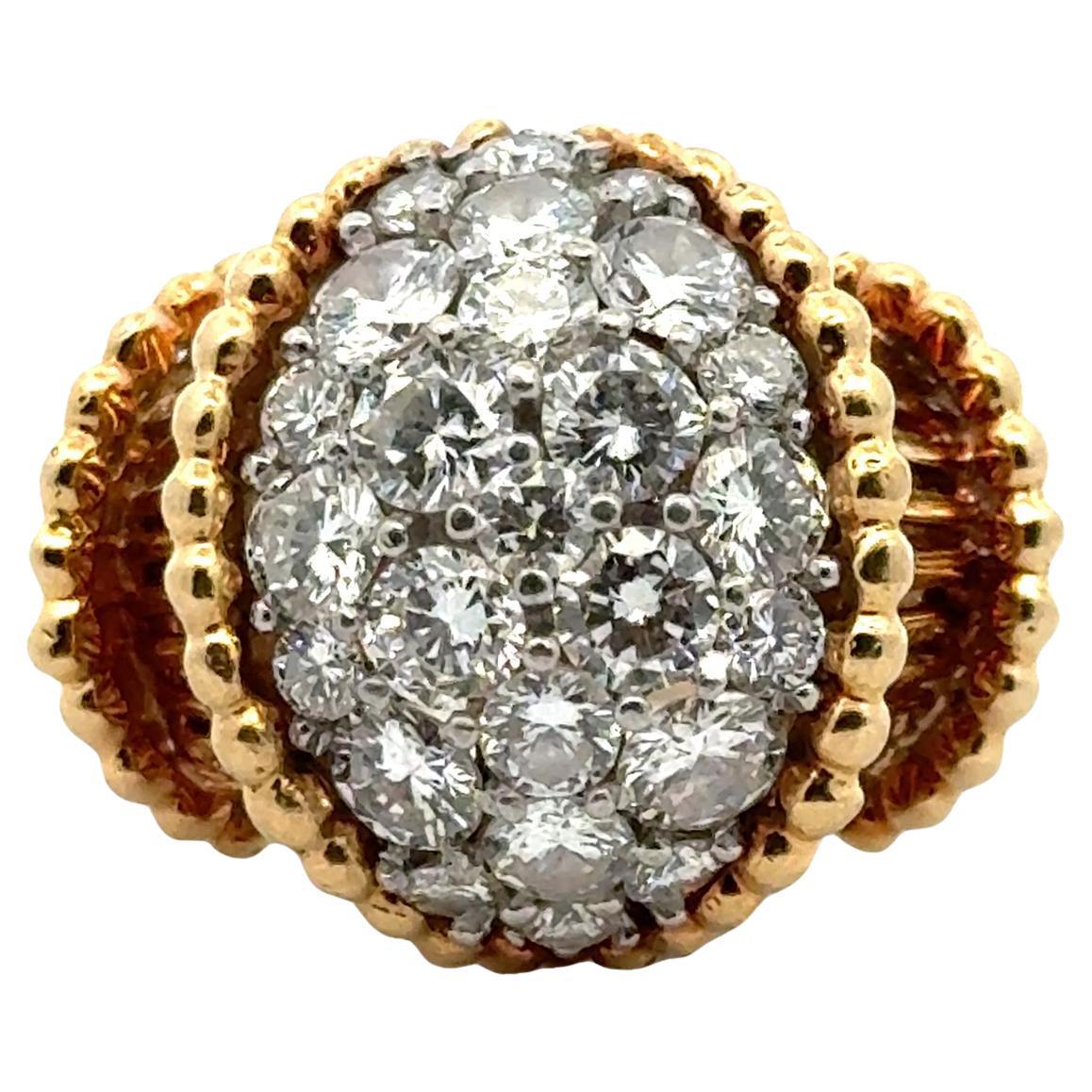 1960er Jahre Diamant-Cocktailring aus 18 Karat Gelbgold von George Schuler, Vintage