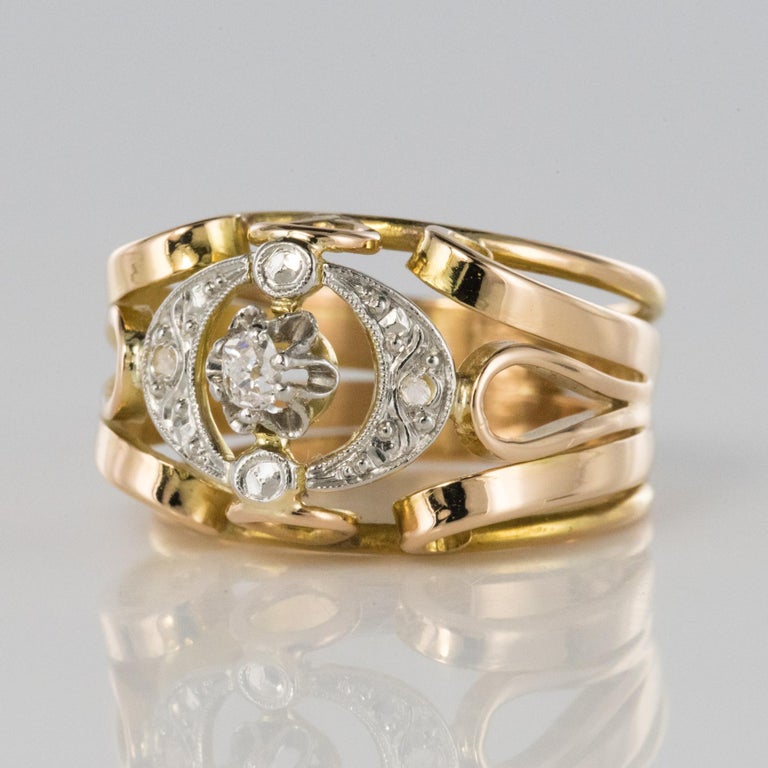 1960s Diamond 18 Karat Yellow Gold Retro Ring at 1stDibs