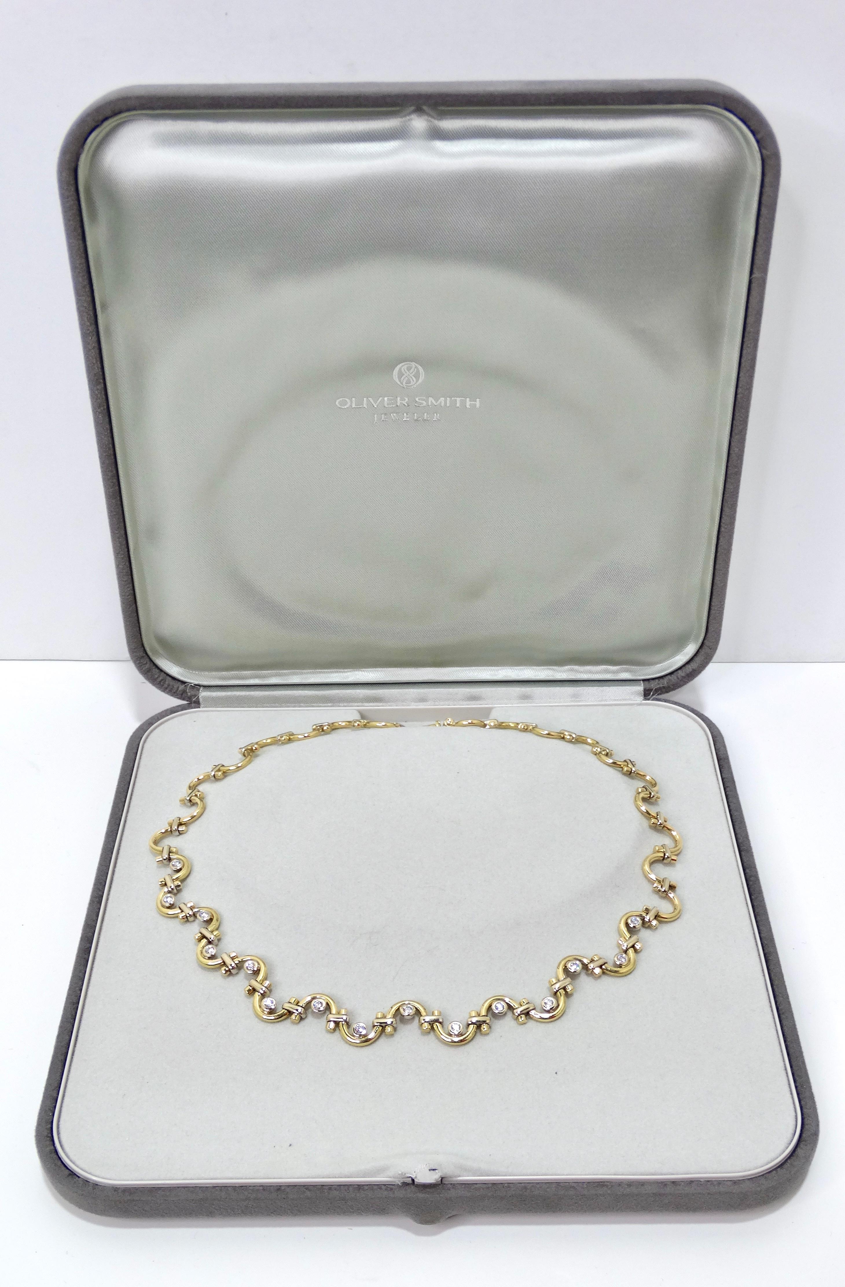 Round Cut 1960's Diamond and 18k Gold French Collar Necklace For Sale