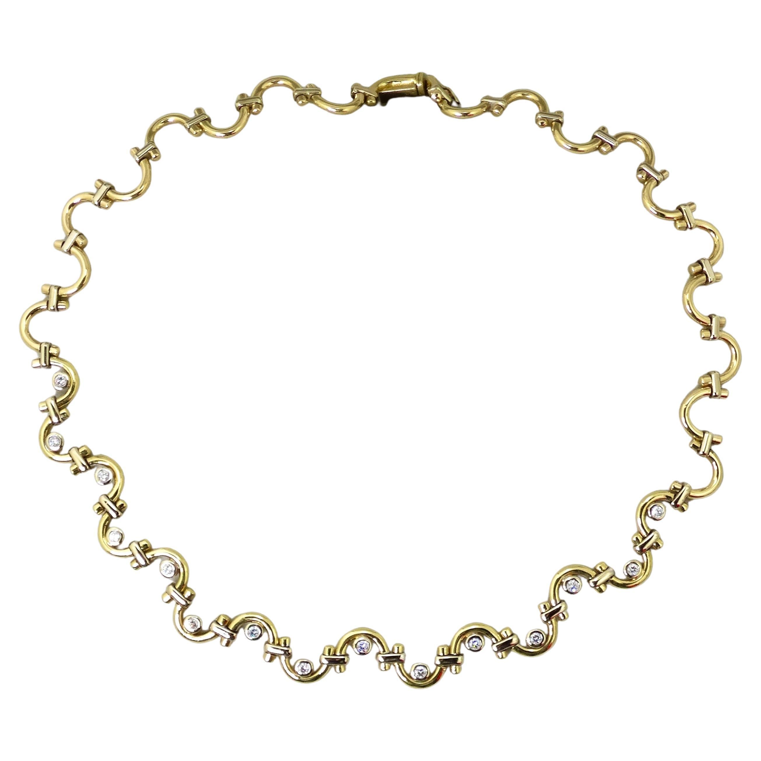 1960's Diamond and 18k Gold French Collar Necklace