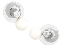 1960er Jahre Diamant- und Zuchtperlen-Ohrringe aus Gelbgold