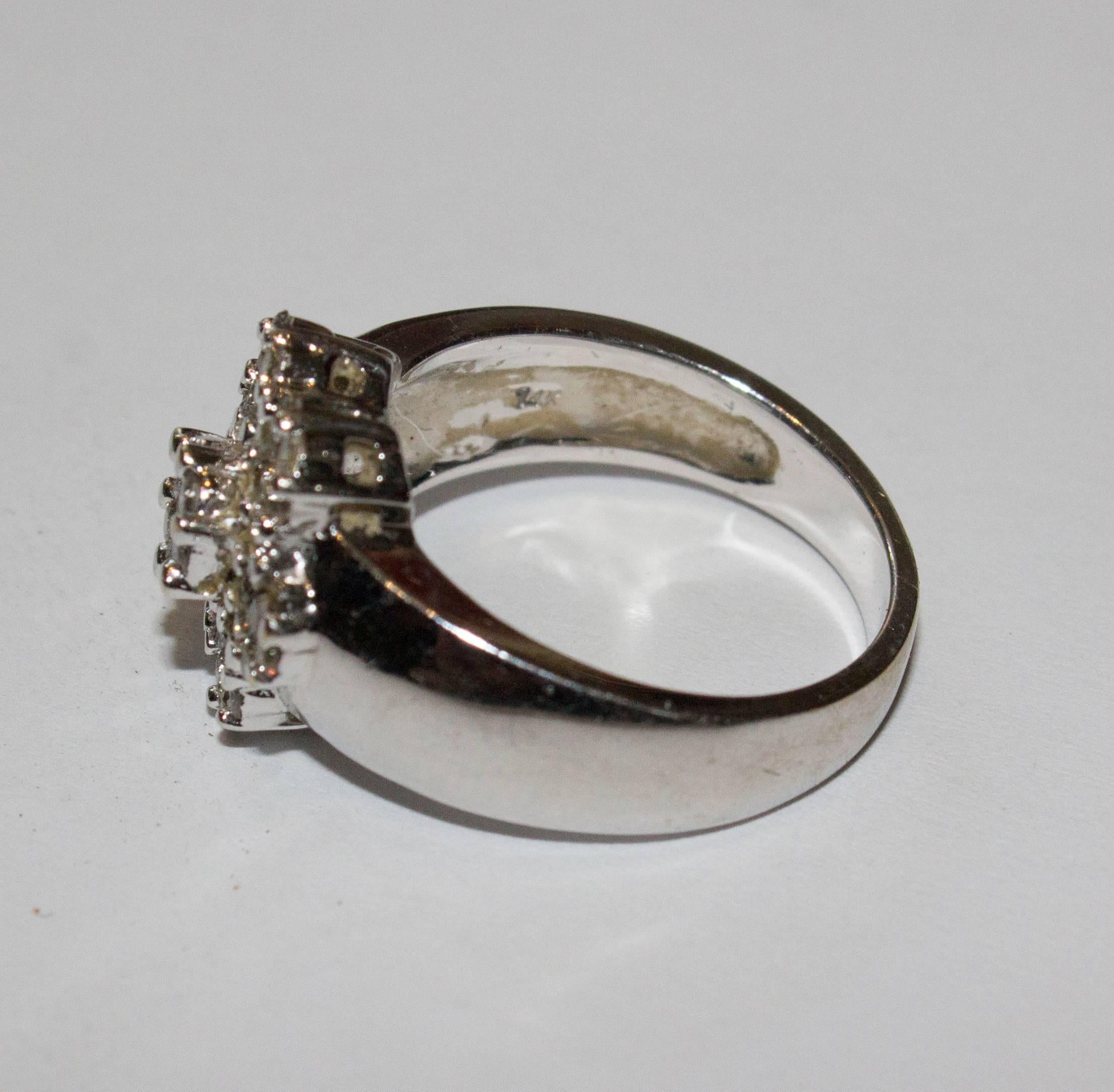 Modern 1960s Diamond and Gold Cluster Cocktail Ring
