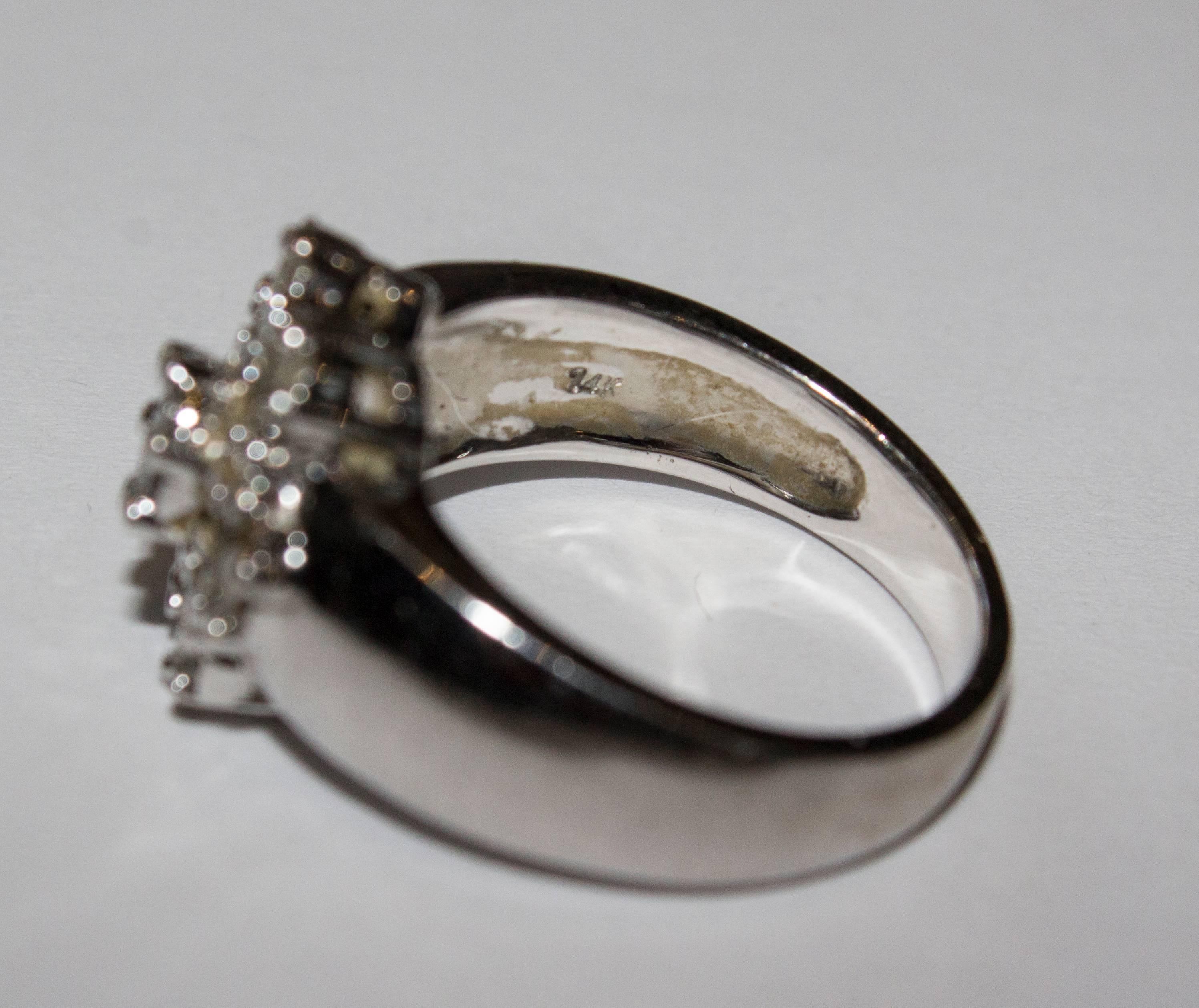 Women's 1960s Diamond and Gold Cluster Cocktail Ring
