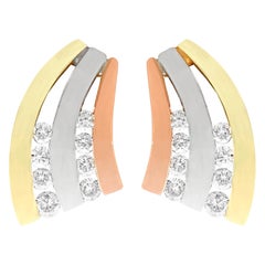 1960s Diamond and Rose White and Yellow Gold Stud Earrings