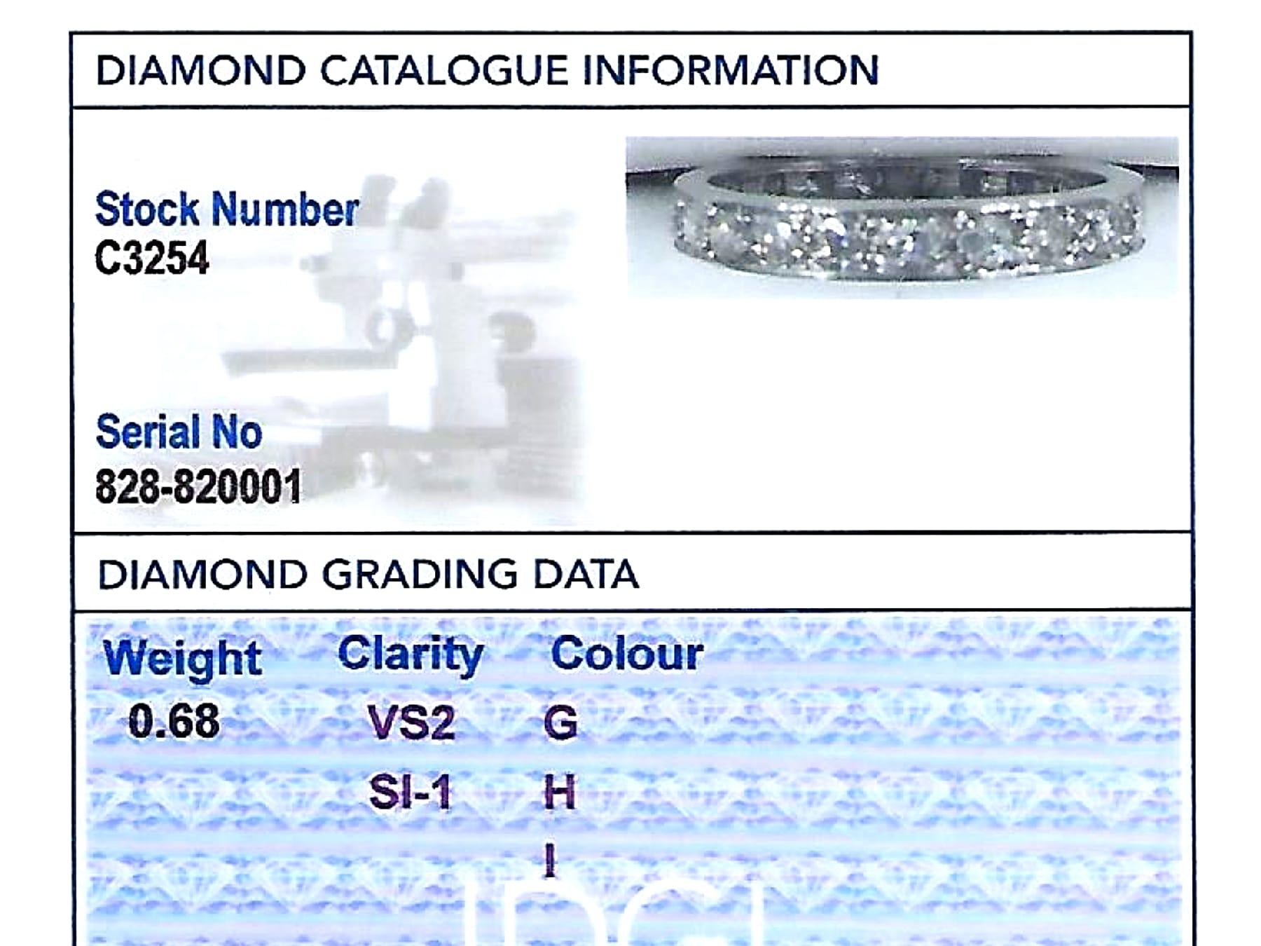 Round Cut 1960s Diamond and White Gold Full Eternity Engagement Ring For Sale