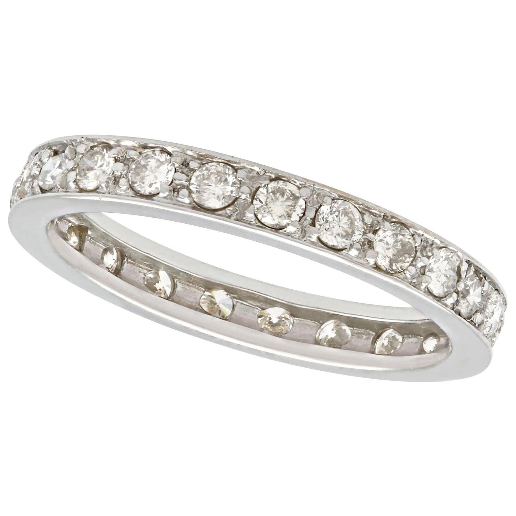 Baguette Sapphire and Diamond White Gold Full Eternity Ring For Sale at
