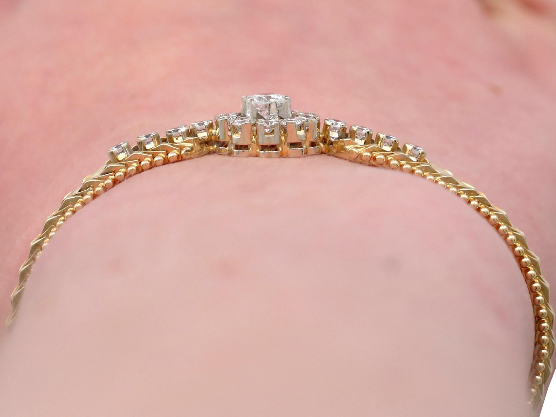 1960s Vintage Diamond and Yellow Gold Cluster Bracelet 3