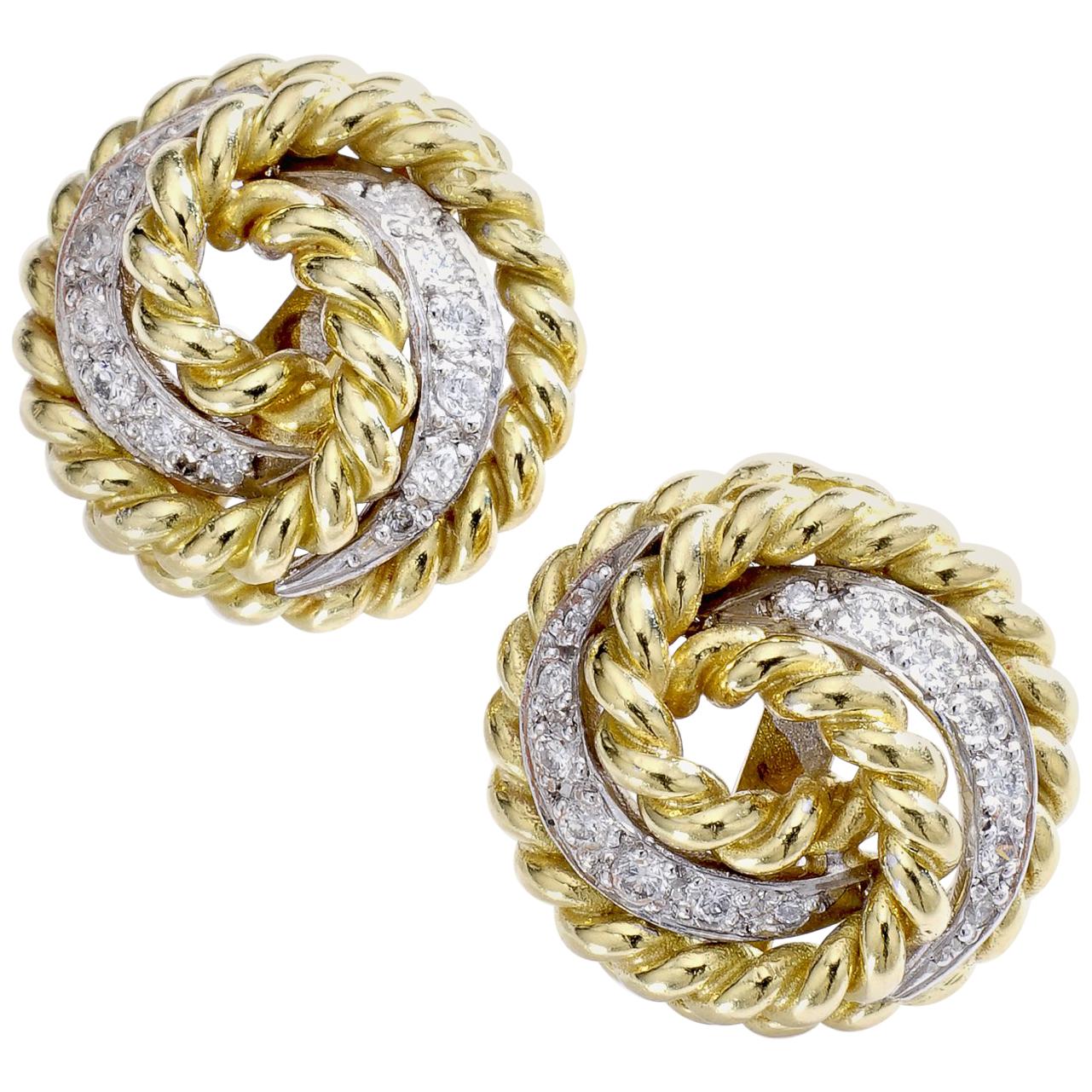 1960s Diamond and Yellow Gold Earrings