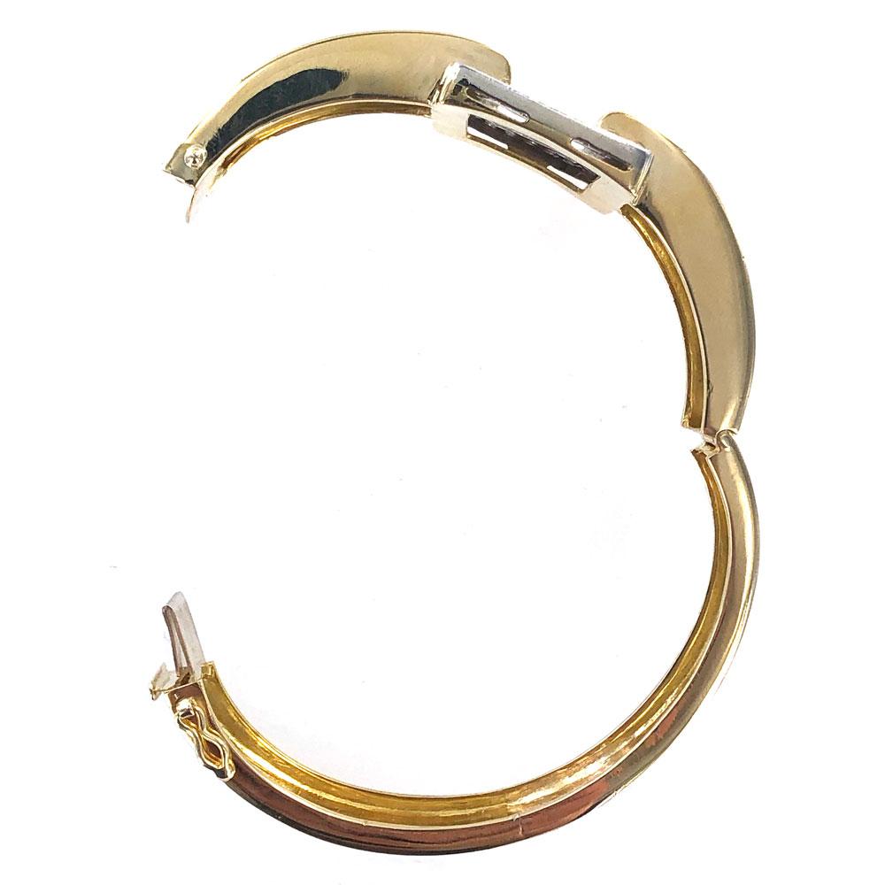 Women's 1960s Diamond Buckle Bangle Bracelet 18 Karat Yellow Gold