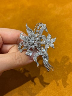 1960s Diamond Floral Bouquet Brooch, Made in Italy