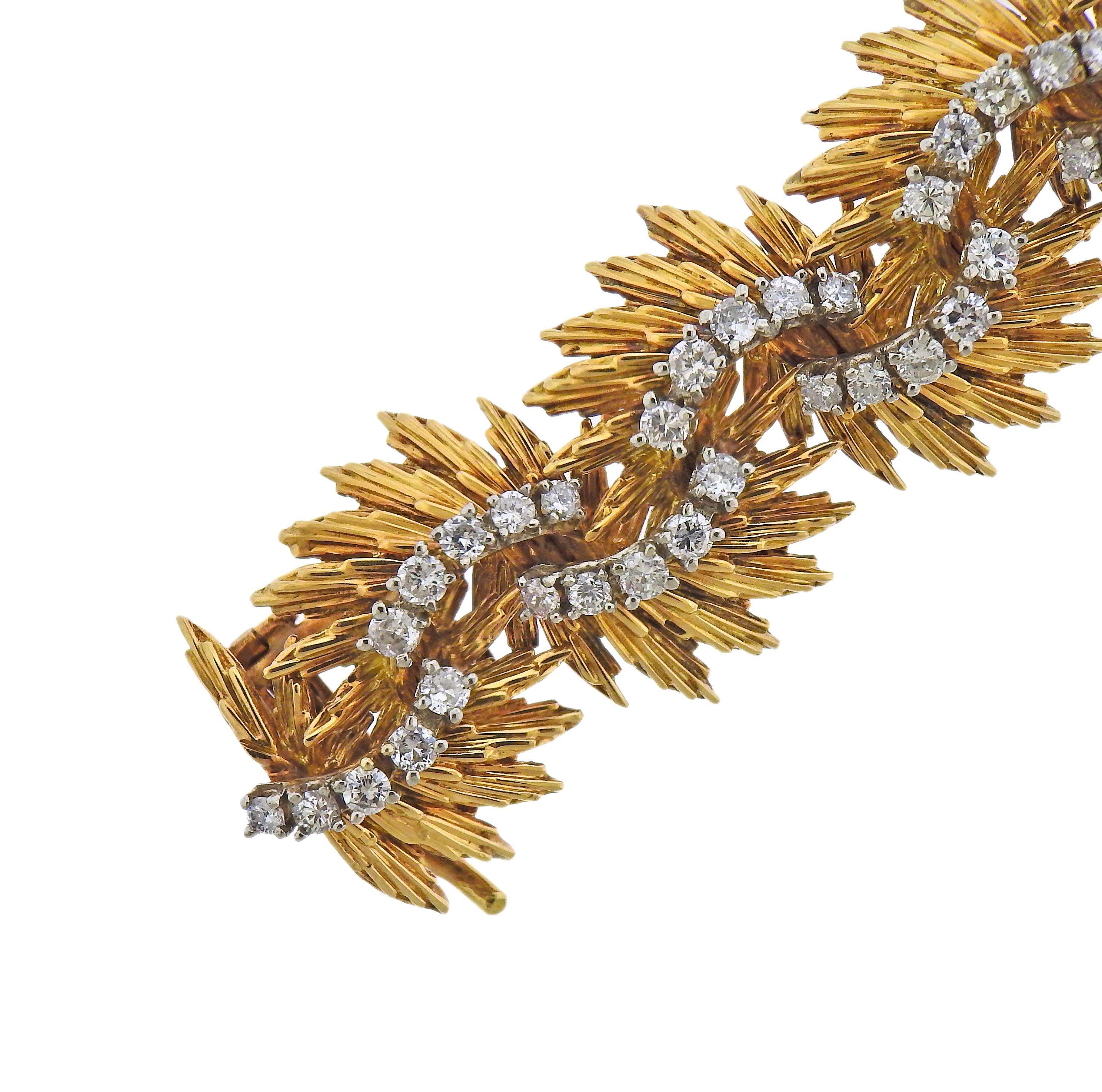 Round Cut 1960s Diamond Gold Bracelet For Sale