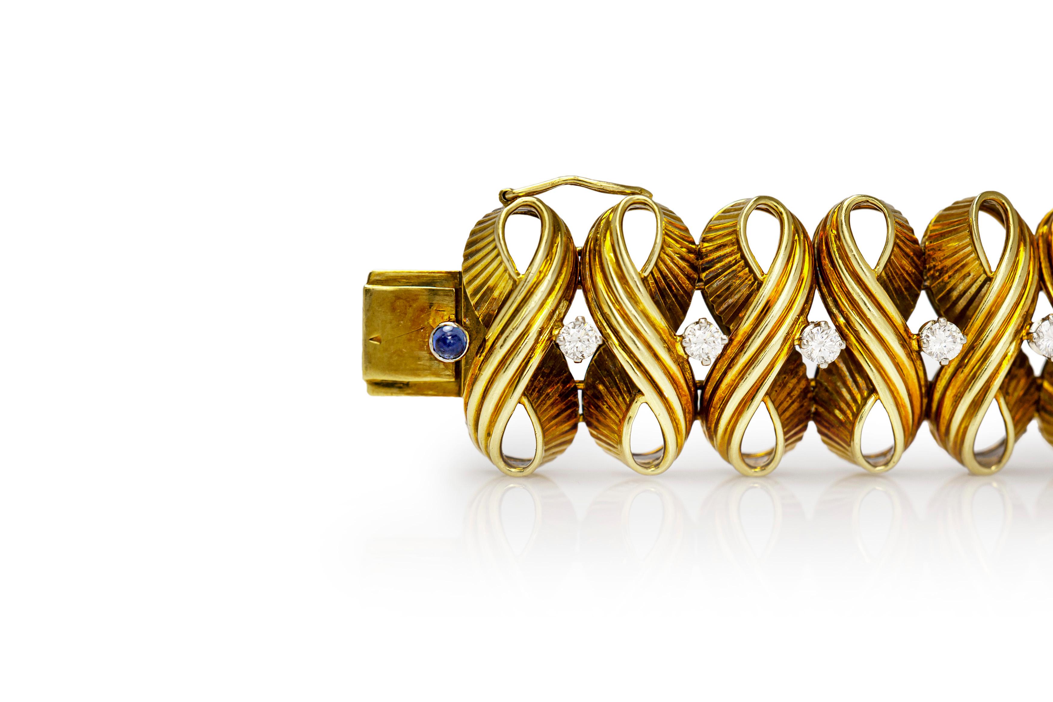 1960s Diamond Gold Bracelet In Good Condition In New York, NY