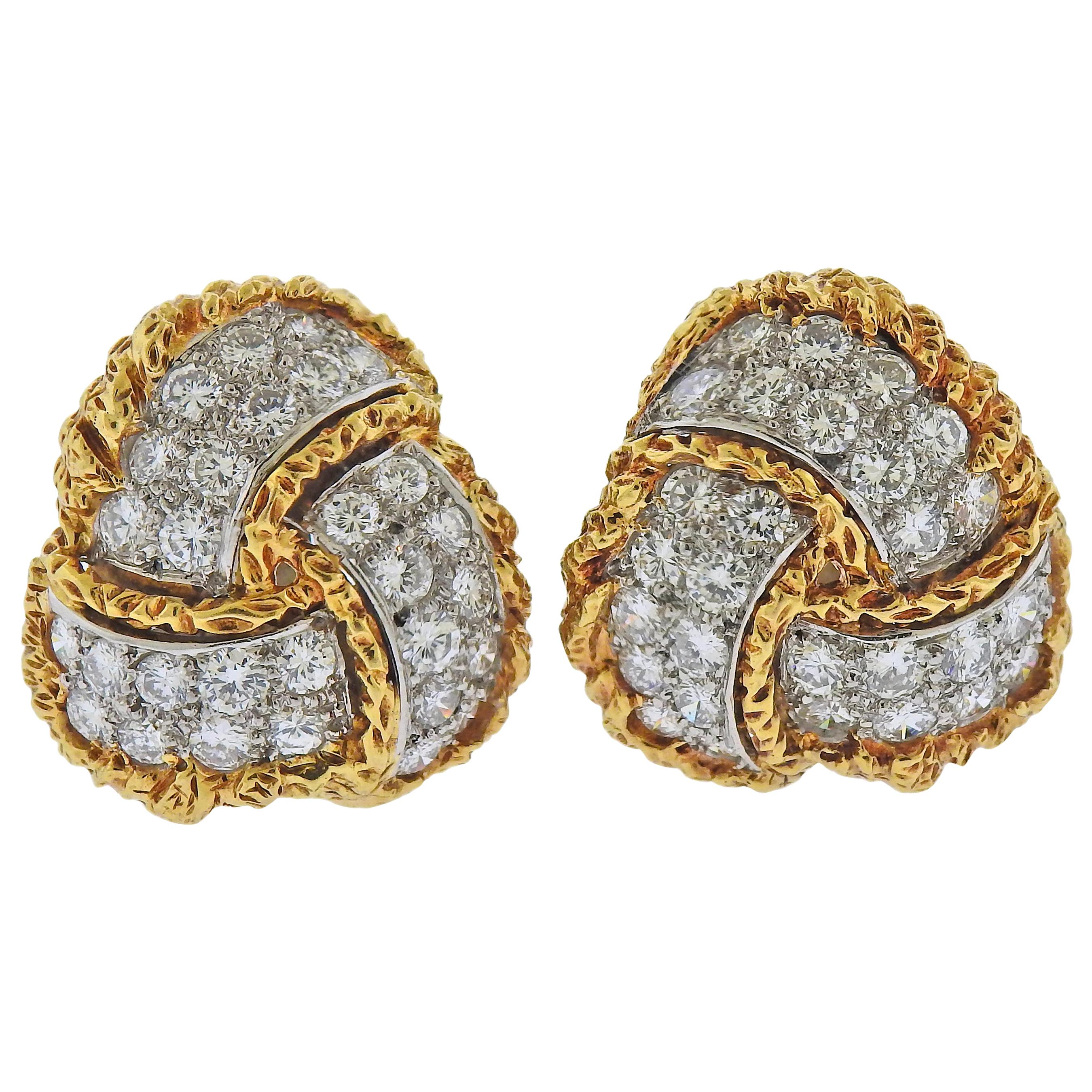1960s Diamond Gold Earrings For Sale