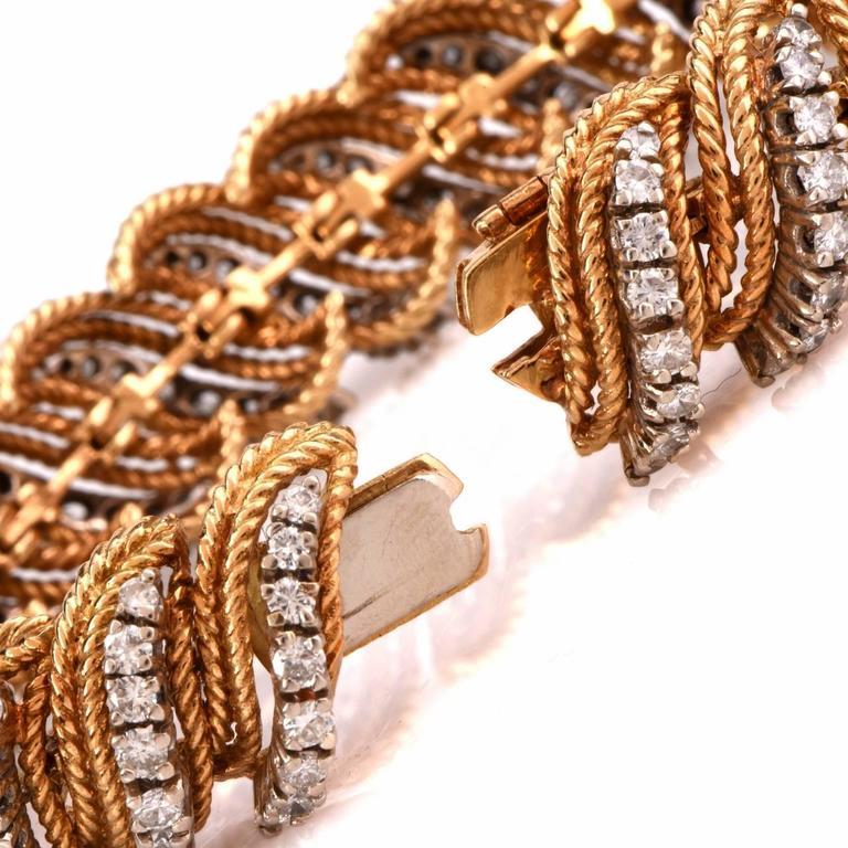 Women's 1960s Diamond Gold Flexible Braided Bracelet